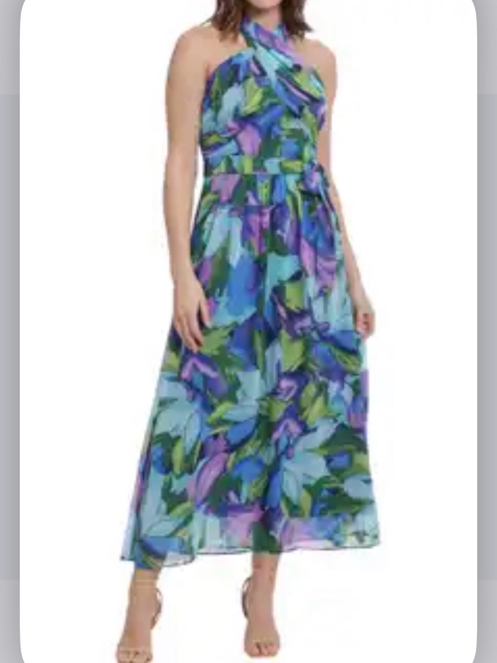 London Times Petites Womens Dress Floral Flowy Long Sleeveless Resort Casual 4P